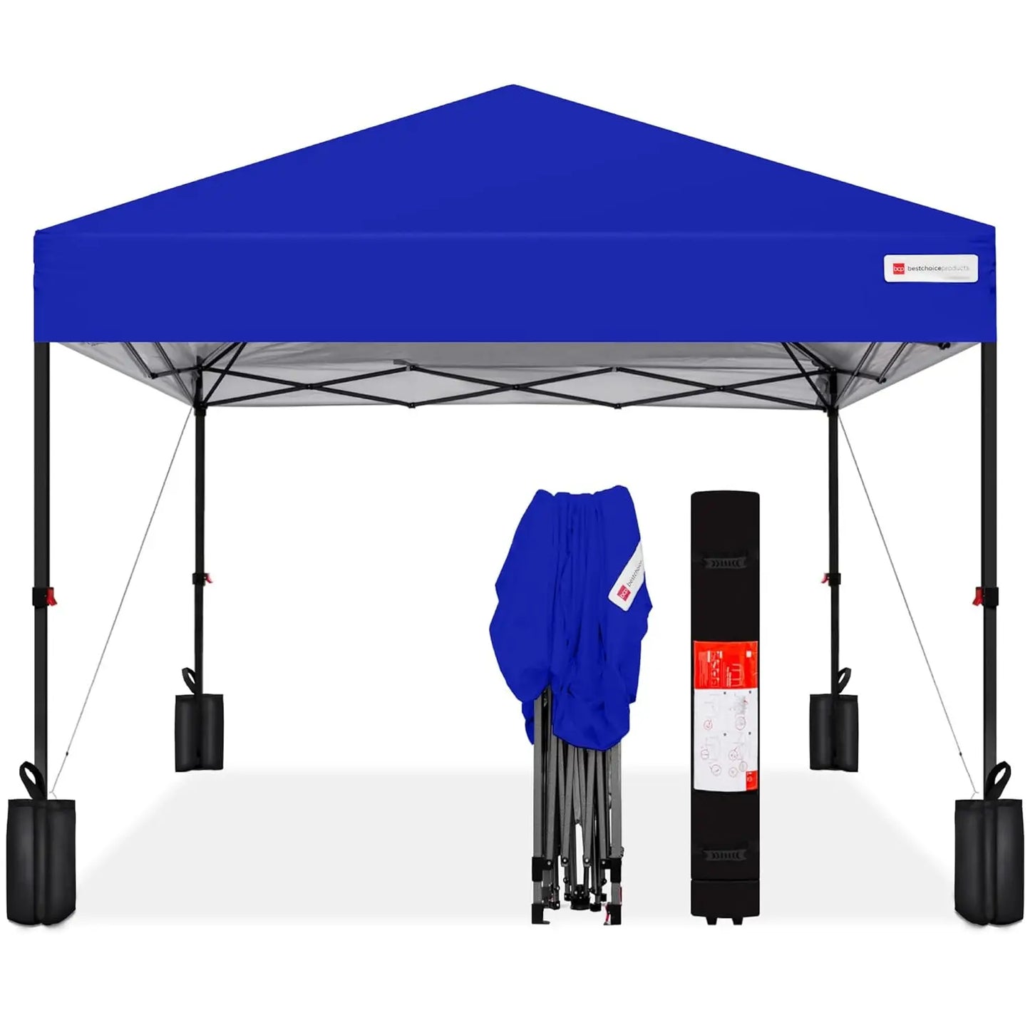 10x10ft 1-Person Setup Pop Up Canopy Tent Instant Portable Shelter w/ 1-Button Push, Case, 4 Weight Bags - Gray, Customized