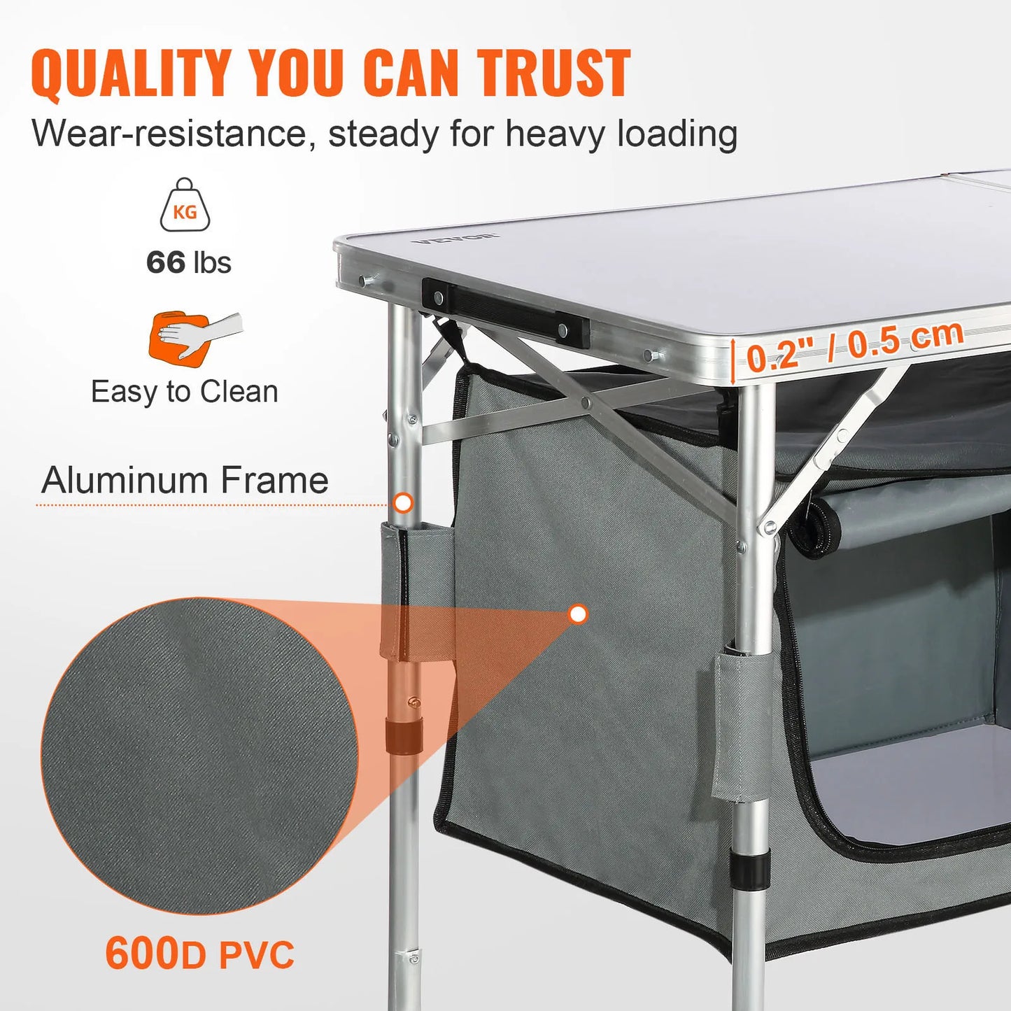 VEVOR Camping Kitchen Table Portable Folding MDF For Outdoor Cooking