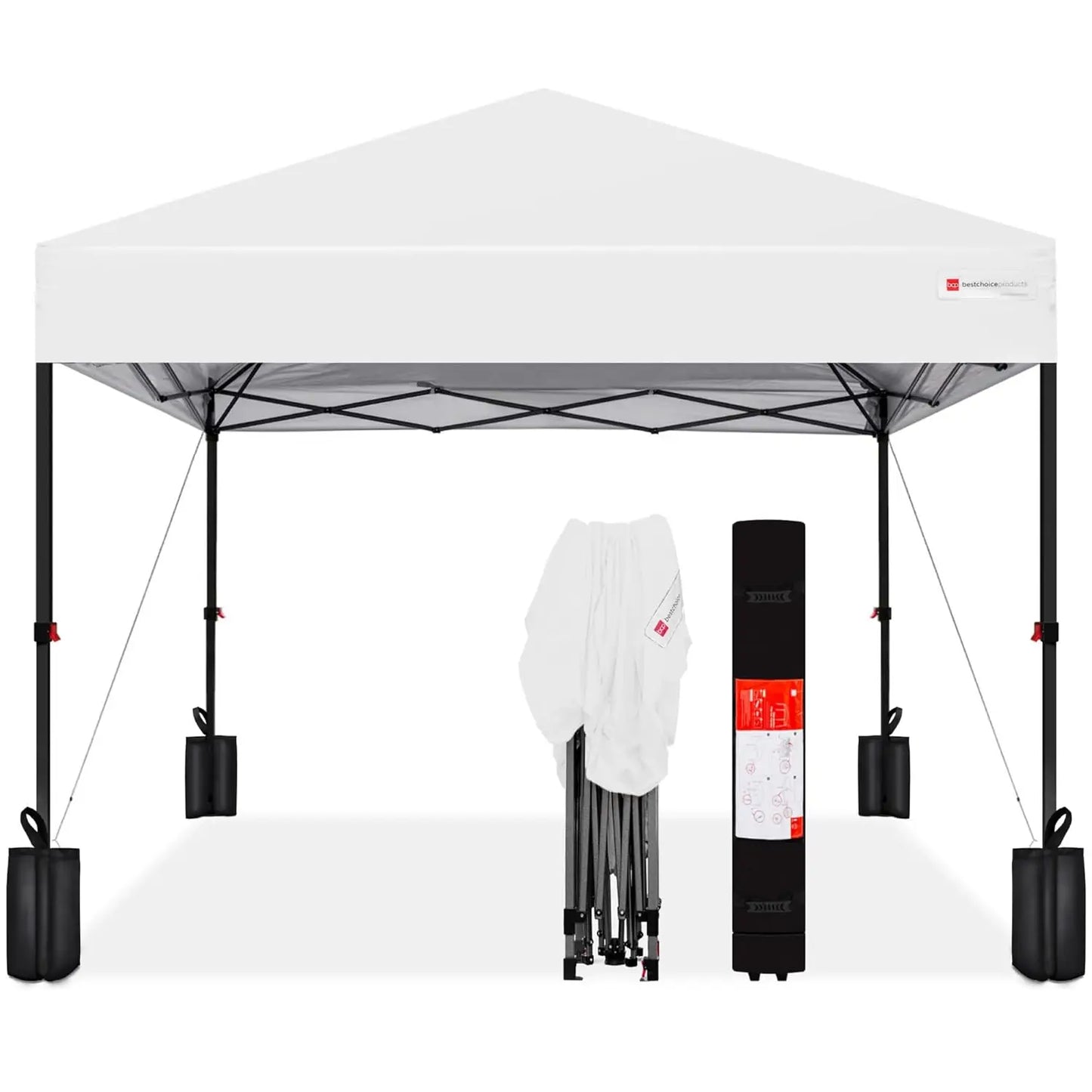 10x10ft 1-Person Setup Pop Up Canopy Tent Instant Portable Shelter w/ 1-Button Push, Case, 4 Weight Bags - Gray, Customized