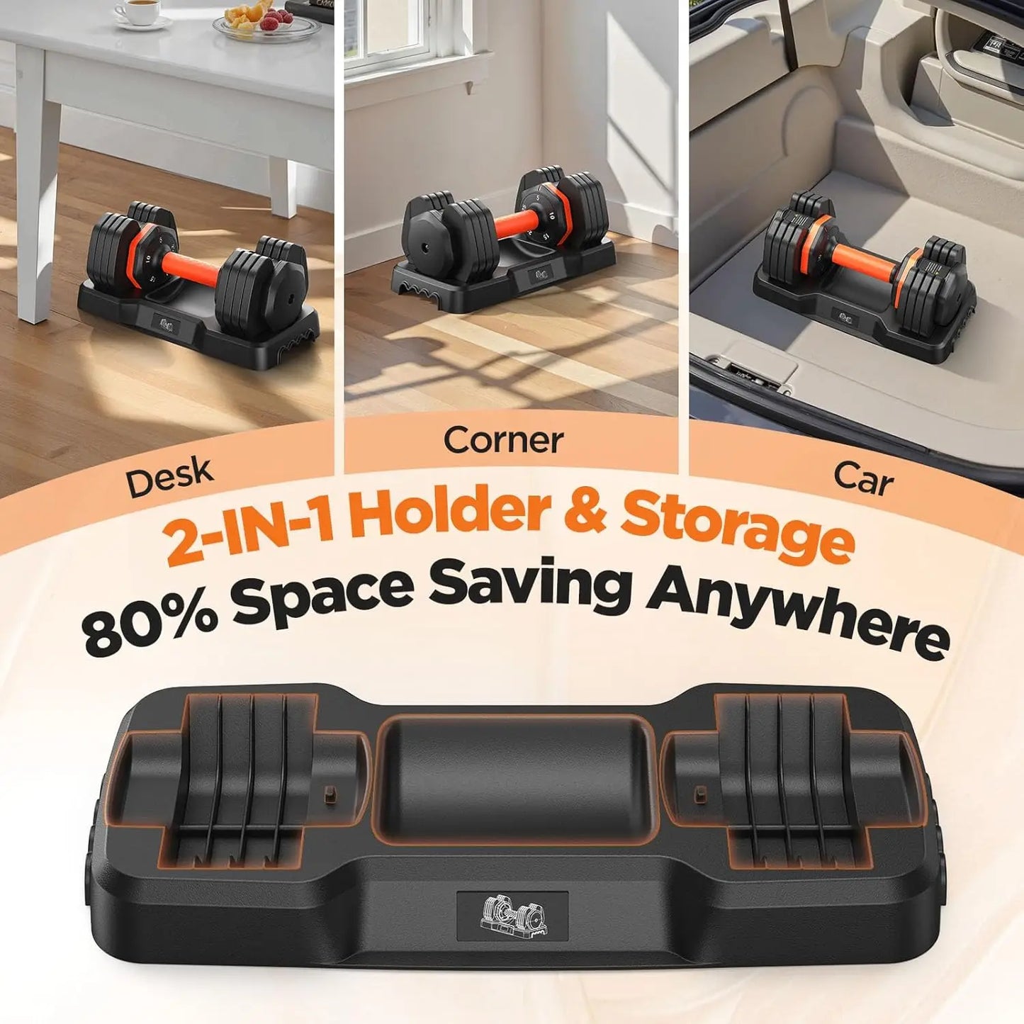 Adjustable Dumbbell Set With Storage Box For Home Gym
