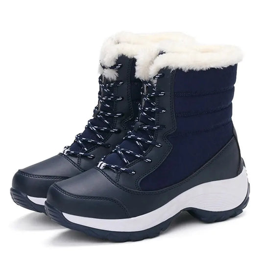 Women's Waterproof Platform Ankle Boots For Winter With Plush Lining