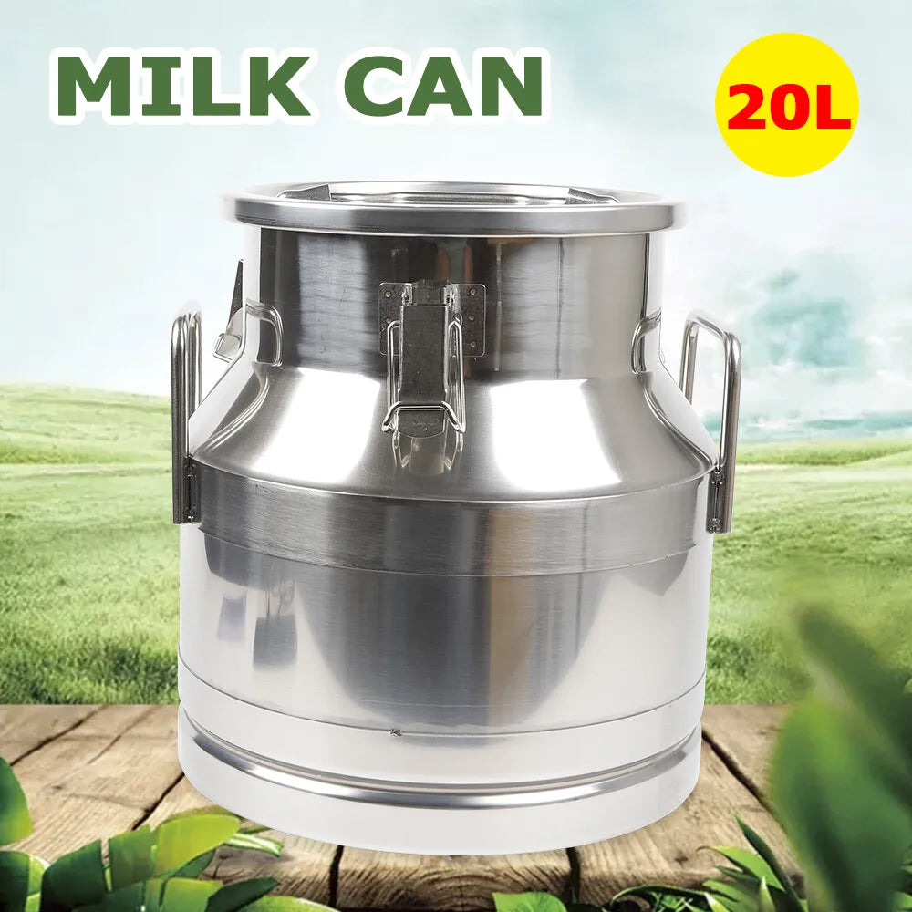 20L/ 5.25Gallon Stainless Steel Milk Can Wine Pail Bucket Tote Jug Rice Storage