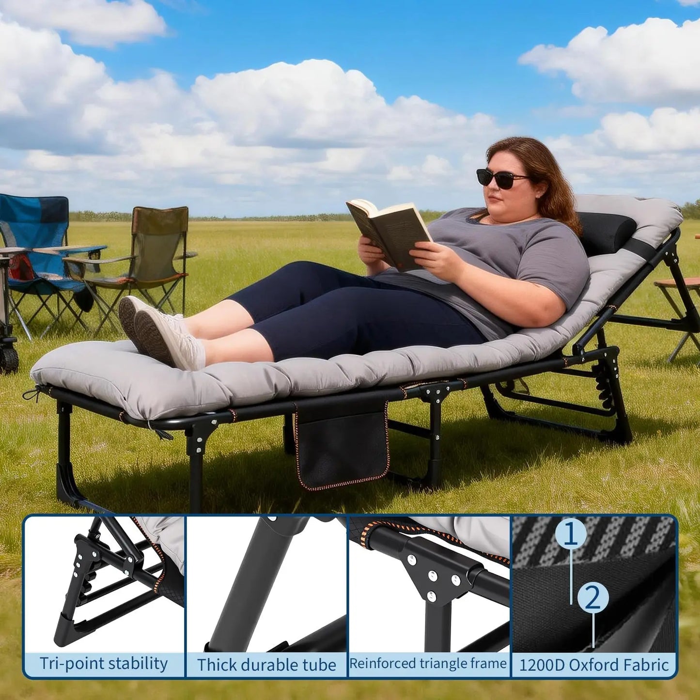 Portable Camping Cot For Adults With Folding Removable Mattress
