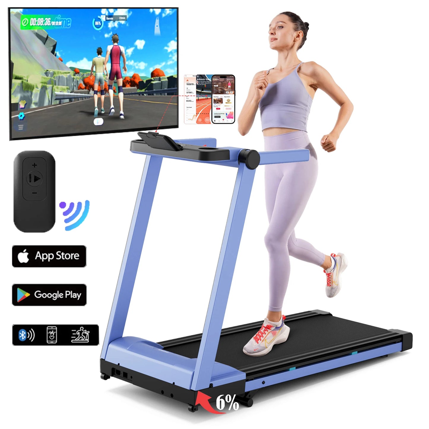 Superun 3.5HP Foldable Incline Treadmill 350LBS Capacity With Touch Screen