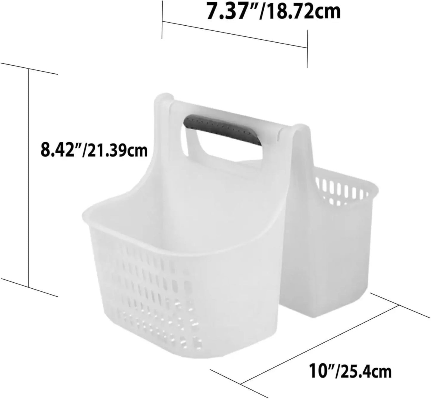 2-Compartment Soft Grip Plastic Shower Caddy With Handle