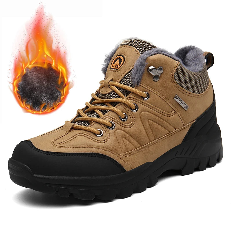 SENLONGBAOCN Winter Mens Boots Warm Snow Leather Waterproof