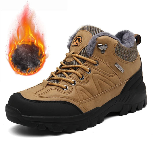 SENLONGBAOCN Winter Mens Boots Warm Snow Leather Waterproof