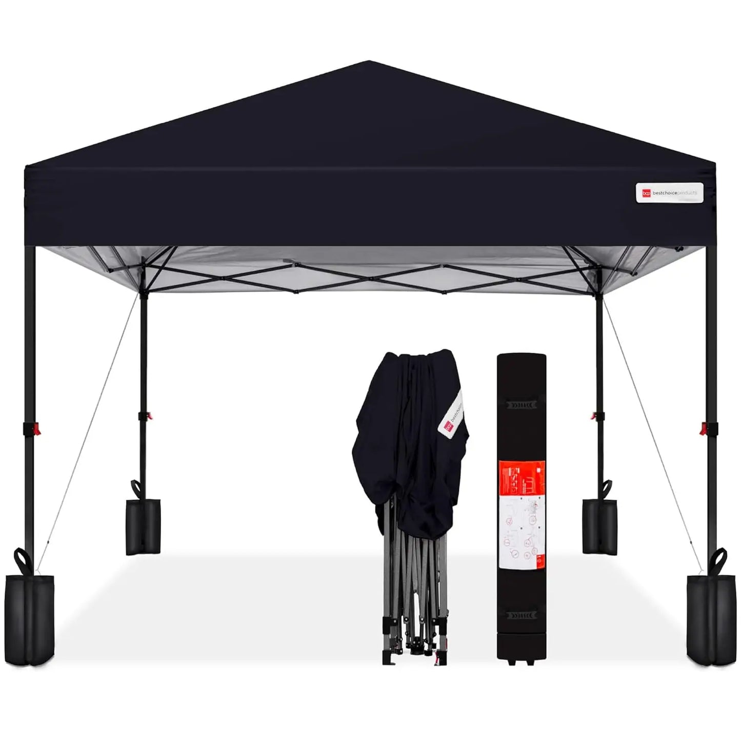10x10ft 1-Person Setup Pop Up Canopy Tent Instant Portable Shelter w/ 1-Button Push, Case, 4 Weight Bags - Gray, Customized