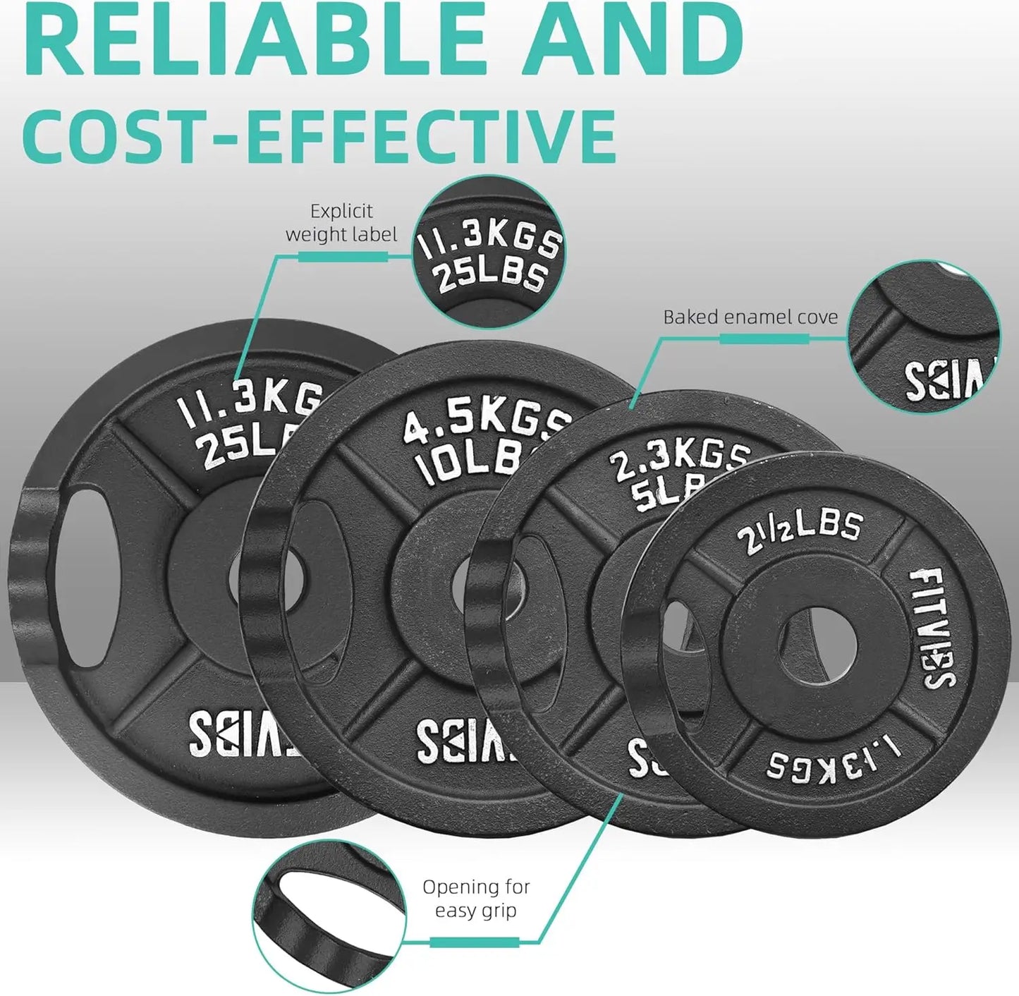 Cast Iron Weight Set With Durable Barbell Bar And Plates