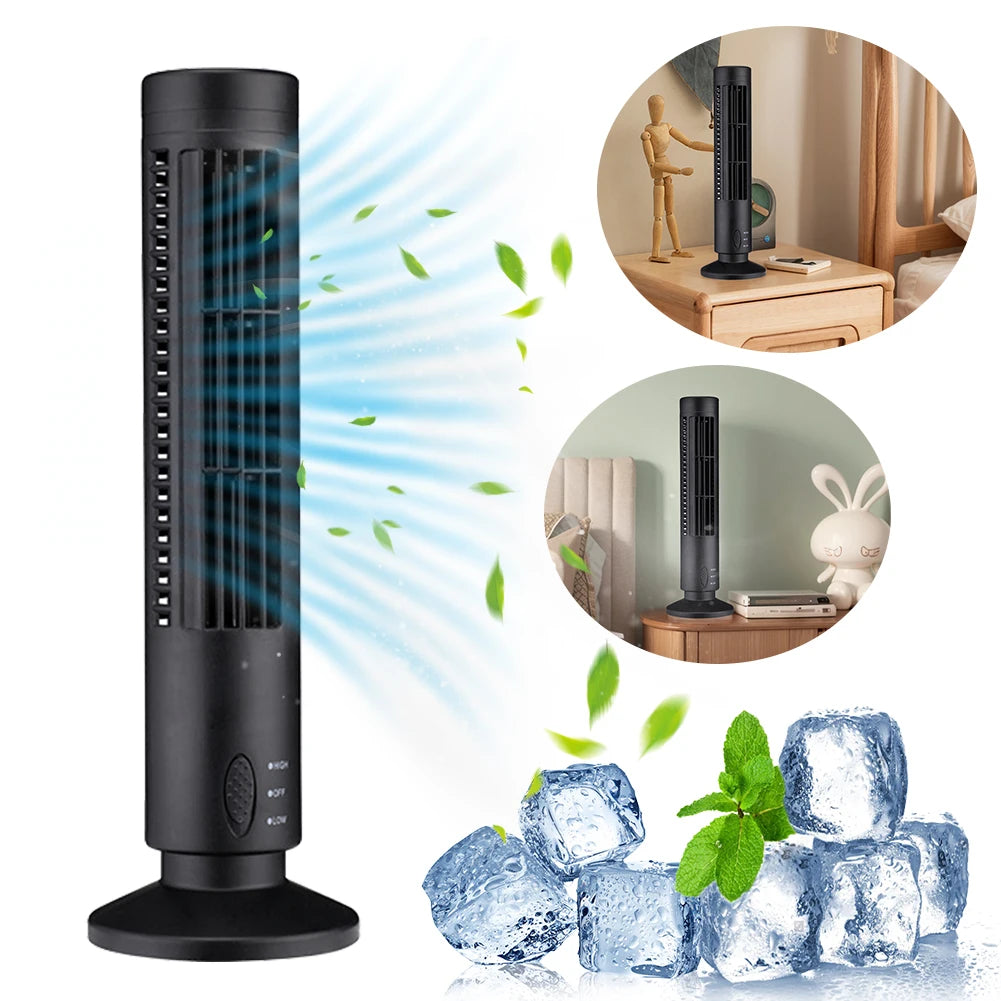 Alloet Bladeless Tower Fan USB Desk 90-Degree Oscillating Light
