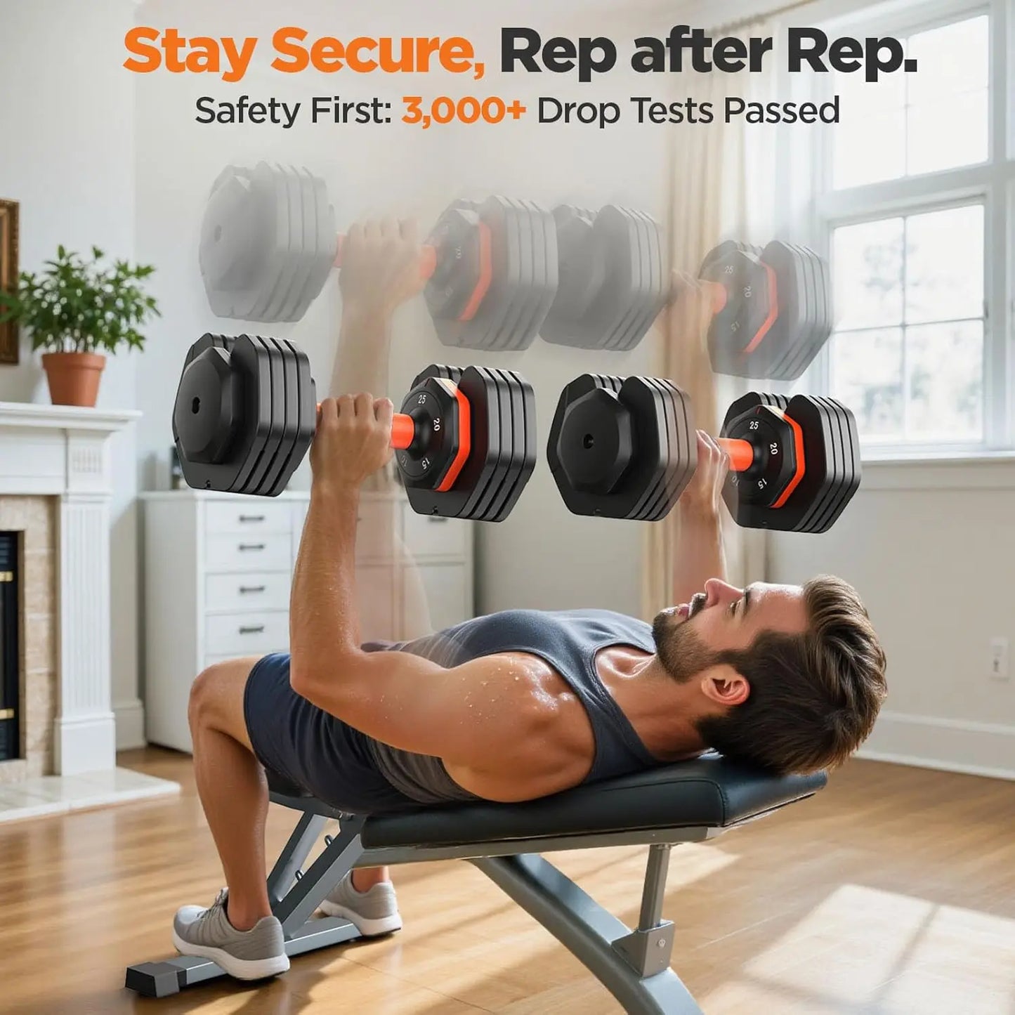 Adjustable Dumbbell Set With Storage Box For Home Gym
