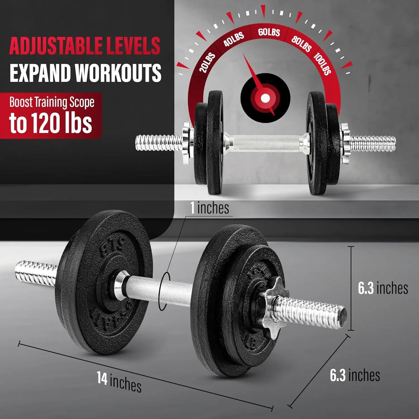Adjustable Dumbbell Set With Weight Plates And Star Lock Collars