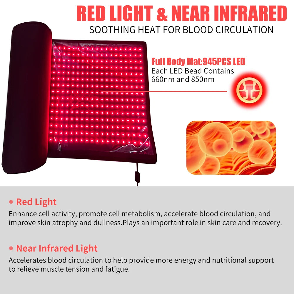 Red Light Therapy Mat With 660nm And 850nm LEDs