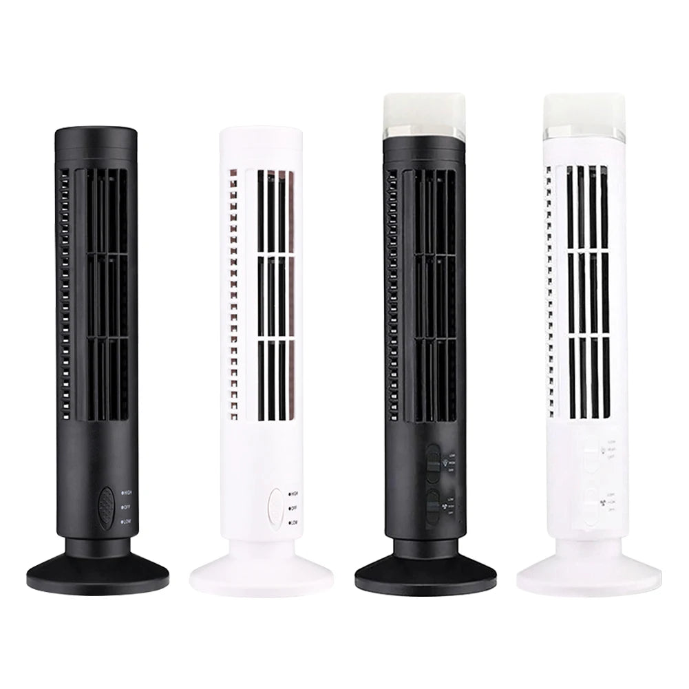 Alloet Bladeless Tower Fan USB Desk 90-Degree Oscillating Light