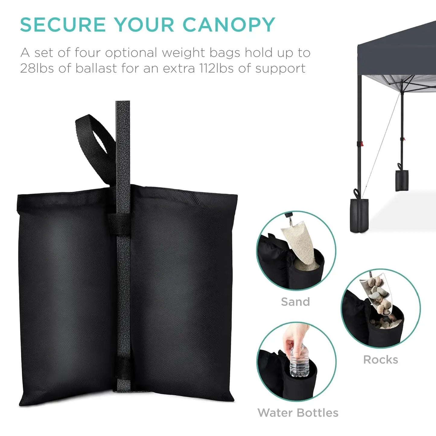 10x10ft 1-Person Setup Pop Up Canopy Tent Instant Portable Shelter w/ 1-Button Push, Case, 4 Weight Bags - Gray, Customized