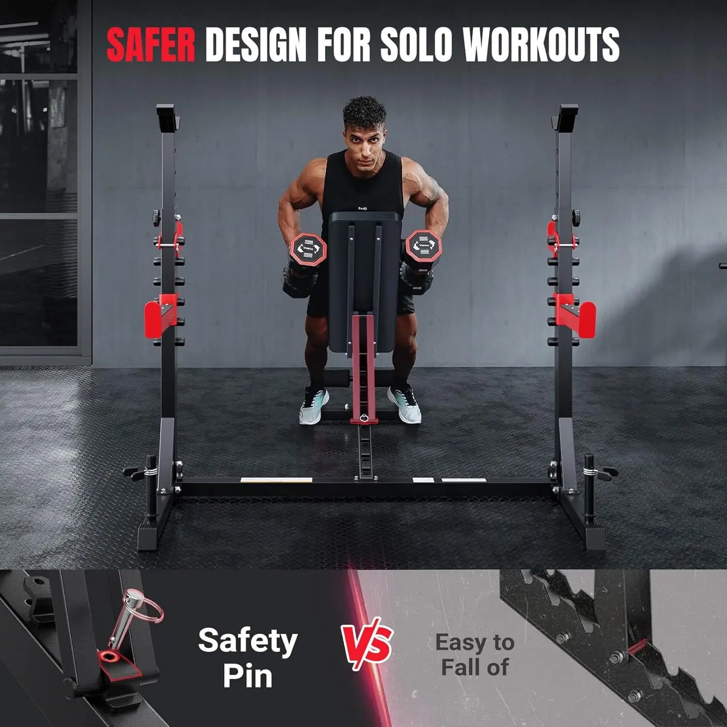 Versatile Weight Bench with Rack for Full Body Workouts and Strength Training