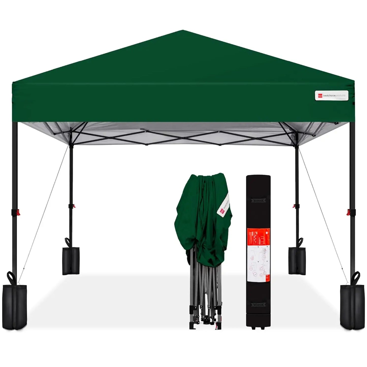 10x10ft 1-Person Setup Pop Up Canopy Tent Instant Portable Shelter w/ 1-Button Push, Case, 4 Weight Bags - Gray, Customized