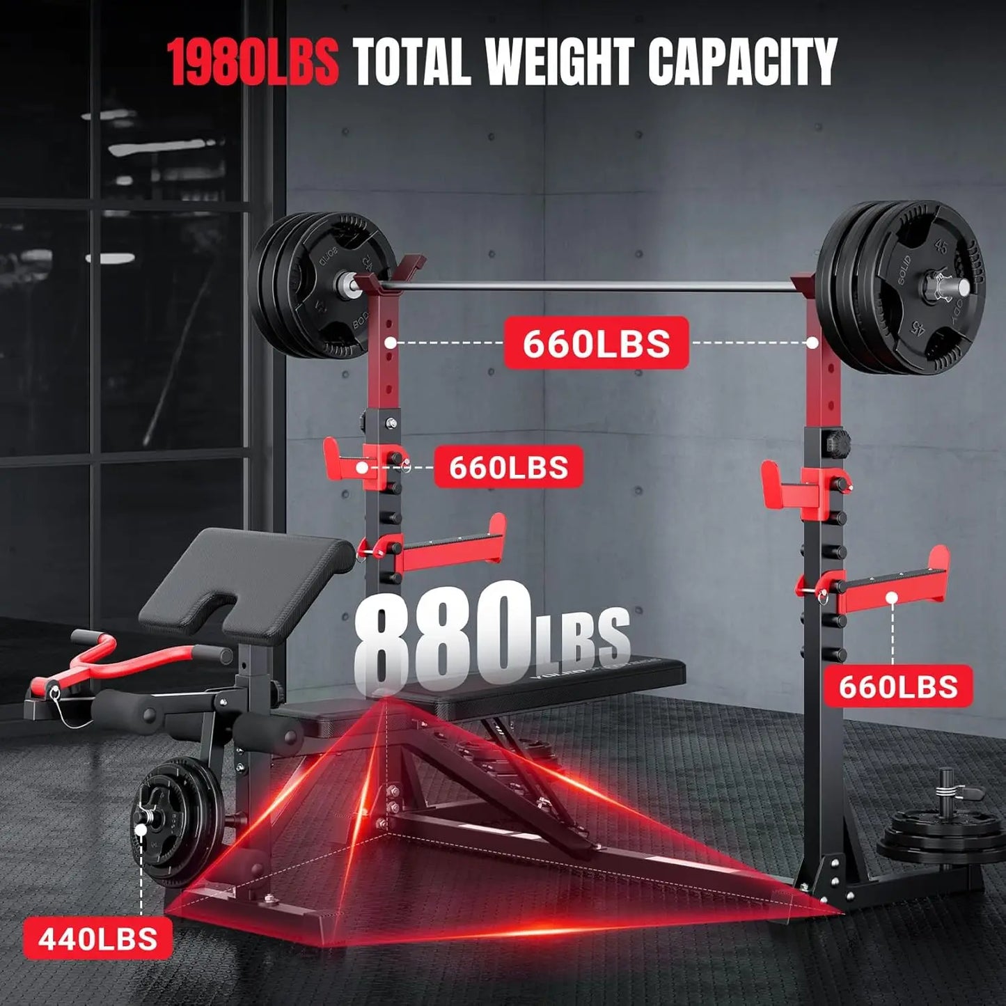 Versatile Weight Bench with Rack for Full Body Workouts and Strength Training