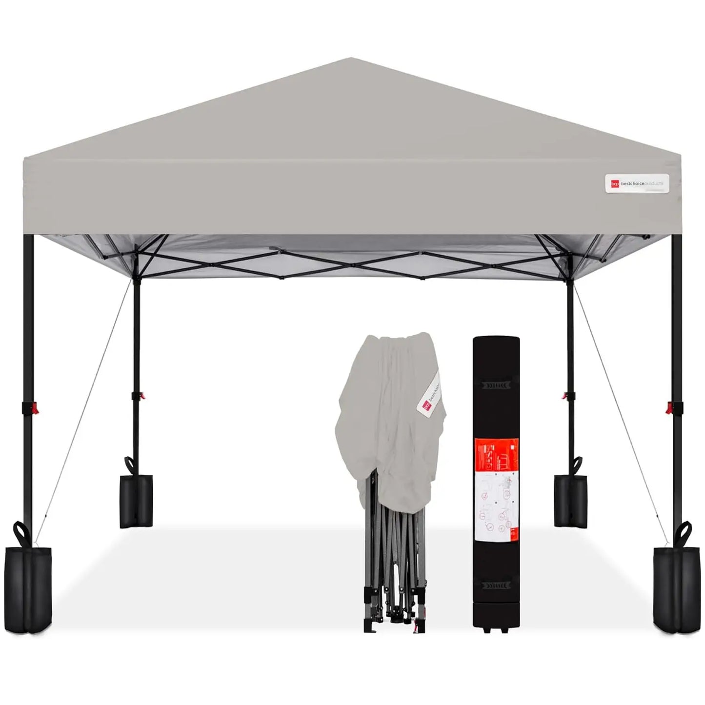 10x10ft 1-Person Setup Pop Up Canopy Tent Instant Portable Shelter w/ 1-Button Push, Case, 4 Weight Bags - Gray, Customized
