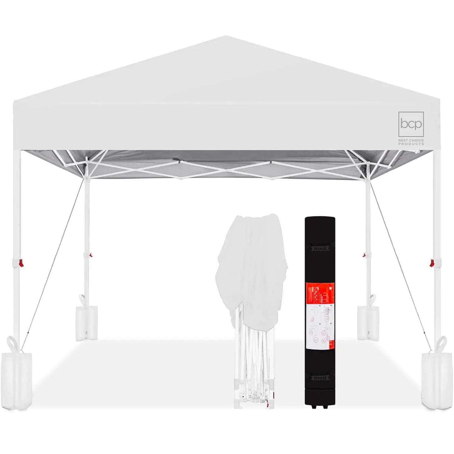 10x10ft 1-Person Setup Pop Up Canopy Tent Instant Portable Shelter w/ 1-Button Push, Case, 4 Weight Bags - Gray, Customized