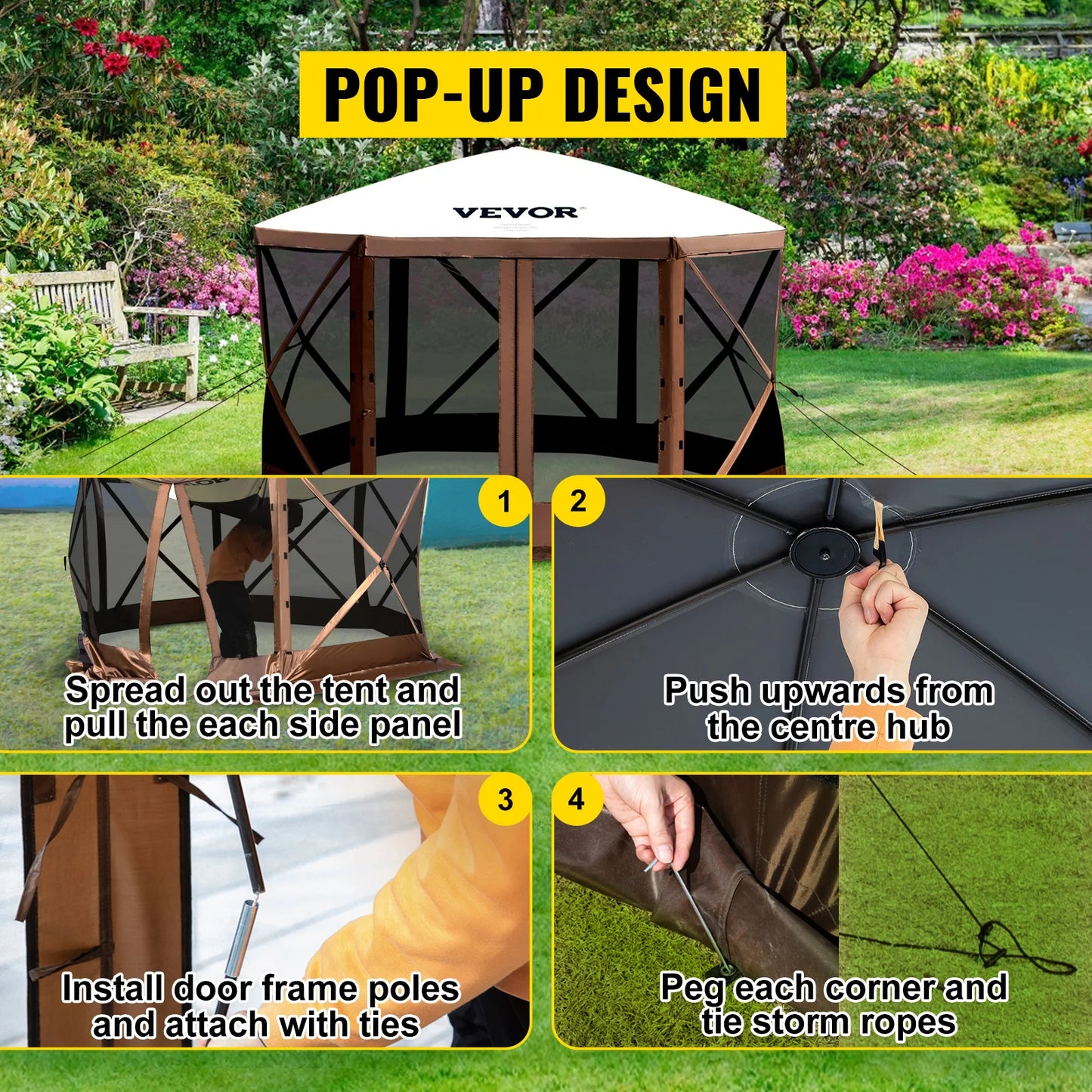 SucceBuy Pop Up Camping Gazebo Canopy Shelter For Outdoors
