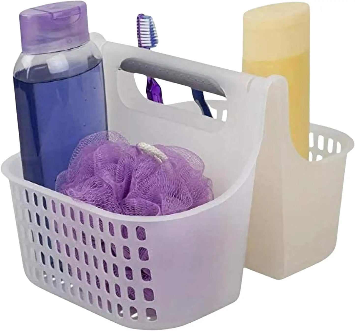 2-Compartment Soft Grip Plastic Shower Caddy With Handle