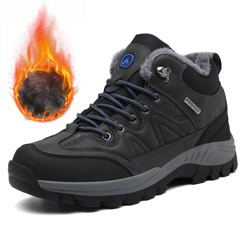 SENLONGBAOCN Winter Mens Boots Warm Snow Leather Waterproof