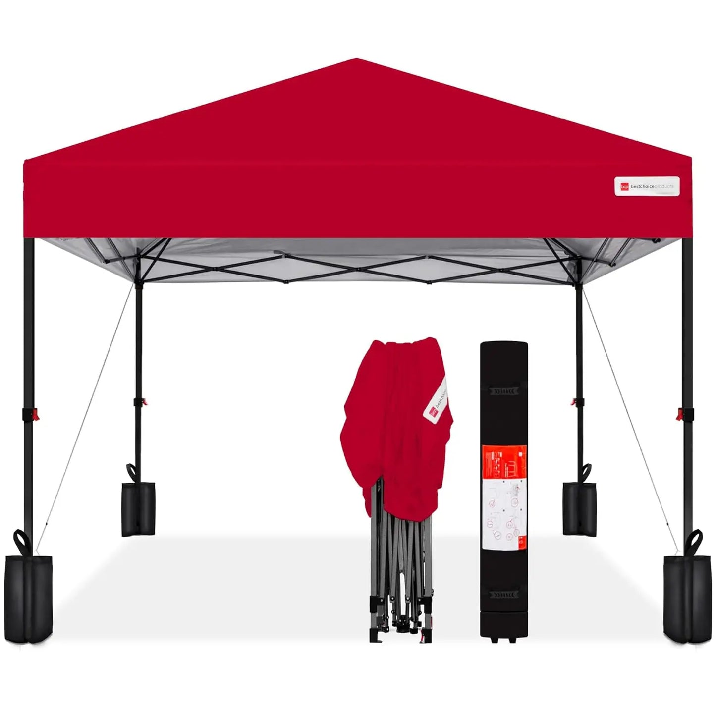 10x10ft 1-Person Setup Pop Up Canopy Tent Instant Portable Shelter w/ 1-Button Push, Case, 4 Weight Bags - Gray, Customized