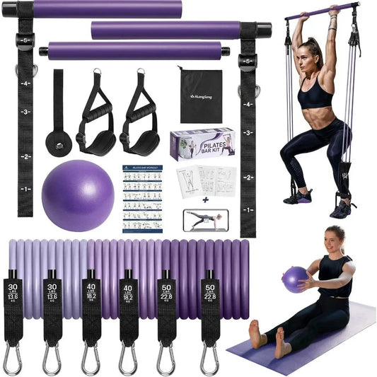 NONE Upgraded Pilates Bar Kit With Resistance Bands For Yoga