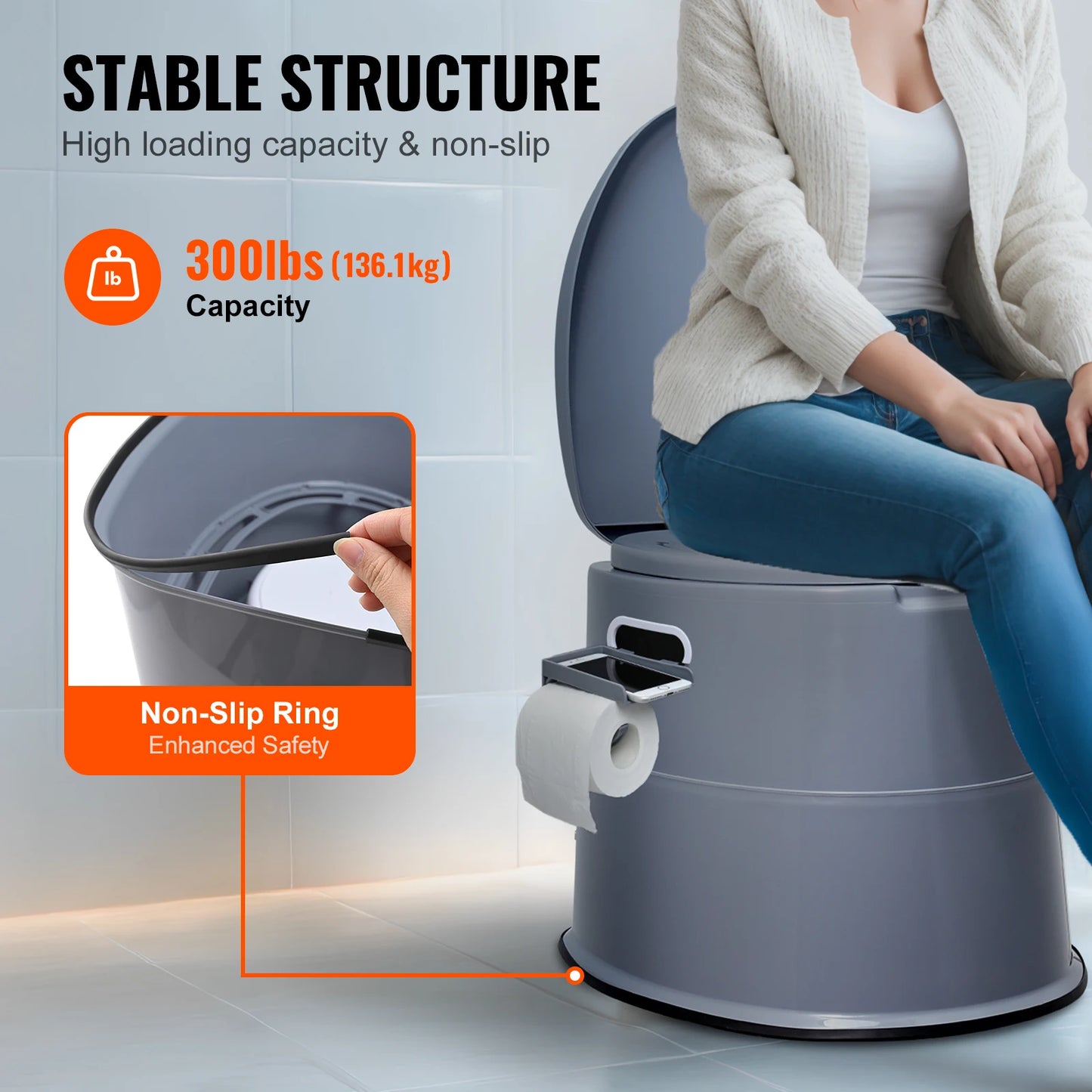 SucceBuy Portable Toilet for Camping Porta Potty with 1.3G Detachable Inner Bucket Travel Toilet for Outdoor Camping Travel
