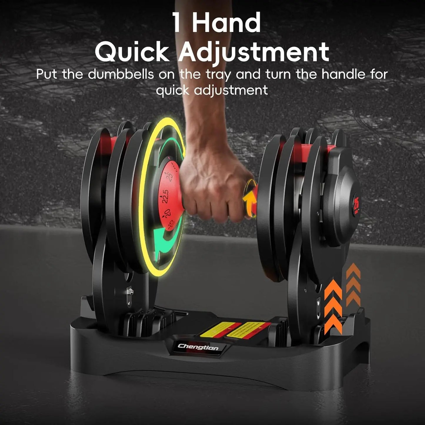 Adjustable Dumbbell Set 5 to 25 Pounds Quick Weight Change Anti Slip Grip