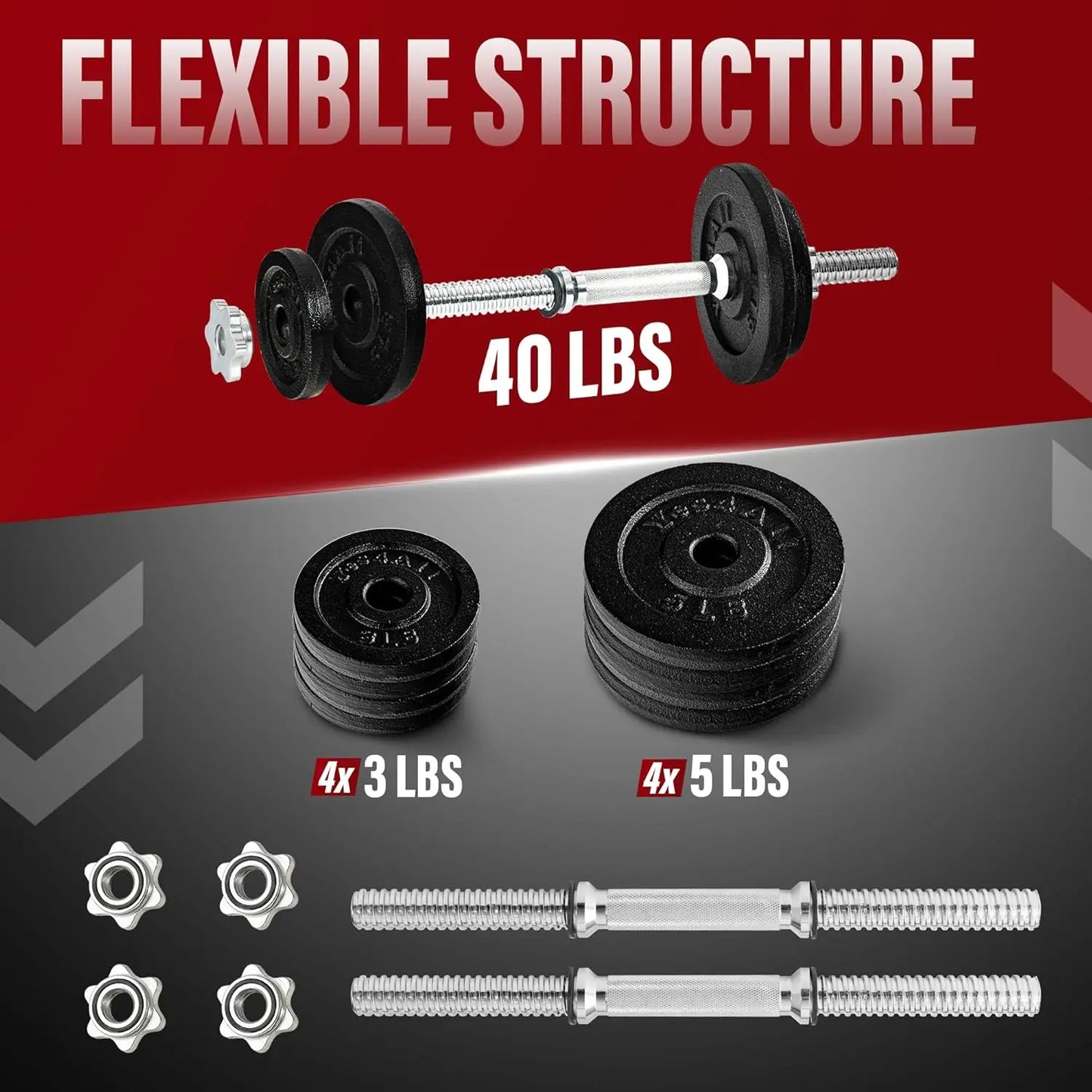 Adjustable Dumbbell Set With Weight Plates And Star Lock Collars