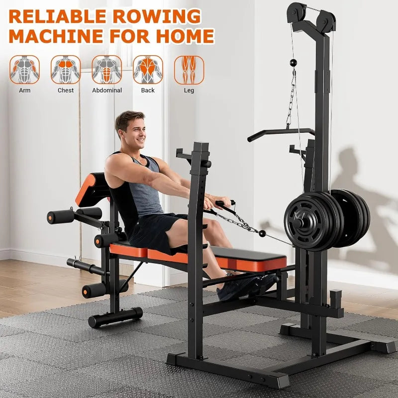 Fostoy 9-in-1 Adjustable Weight Bench with Lat Pulldown