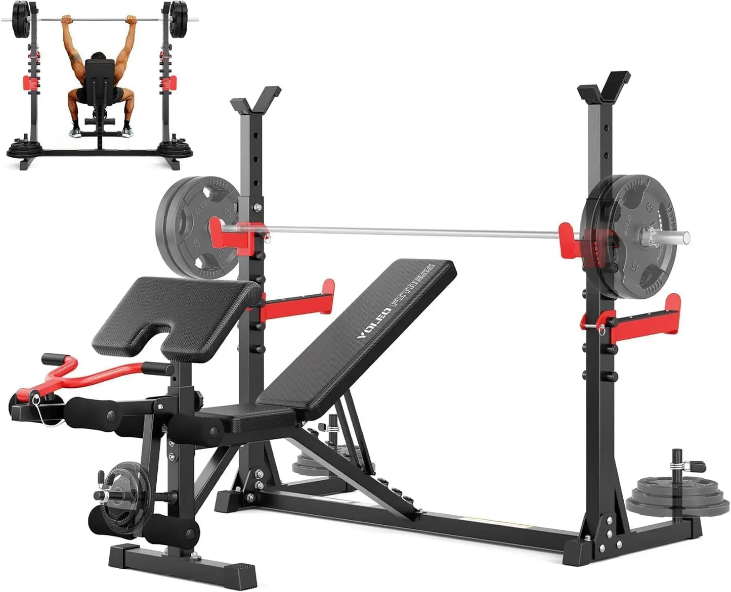 Versatile Weight Bench with Rack for Full Body Workouts and Strength Training