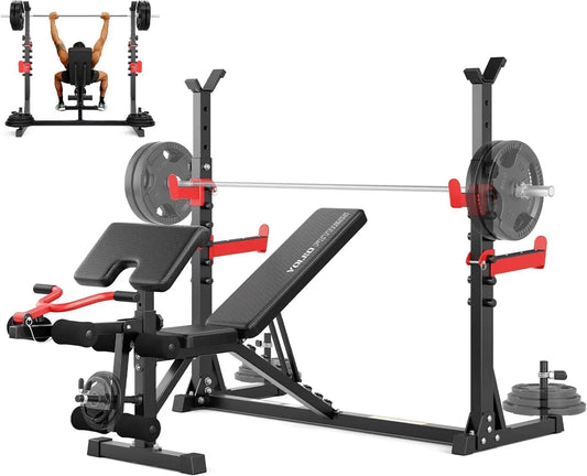 Versatile Weight Bench with Rack for Full Body Workouts and Strength Training