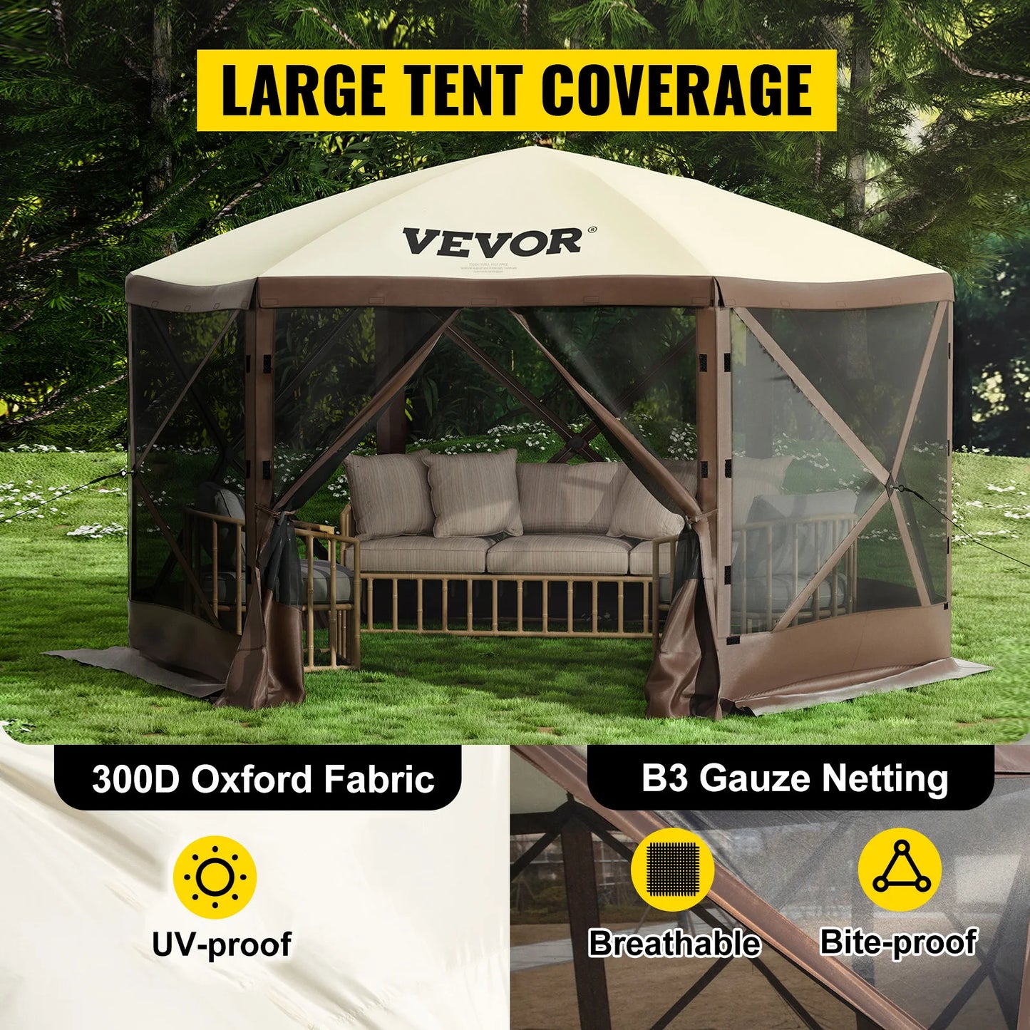 SucceBuy Pop Up Camping Gazebo Canopy Shelter For Outdoors