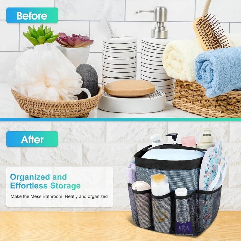 NONECN Mesh Shower Caddy 8-Pocket Tote For Dorm And Travel