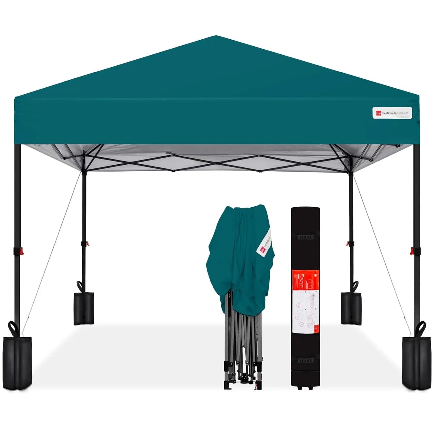 10x10ft 1-Person Setup Pop Up Canopy Tent Instant Portable Shelter w/ 1-Button Push, Case, 4 Weight Bags - Gray, Customized