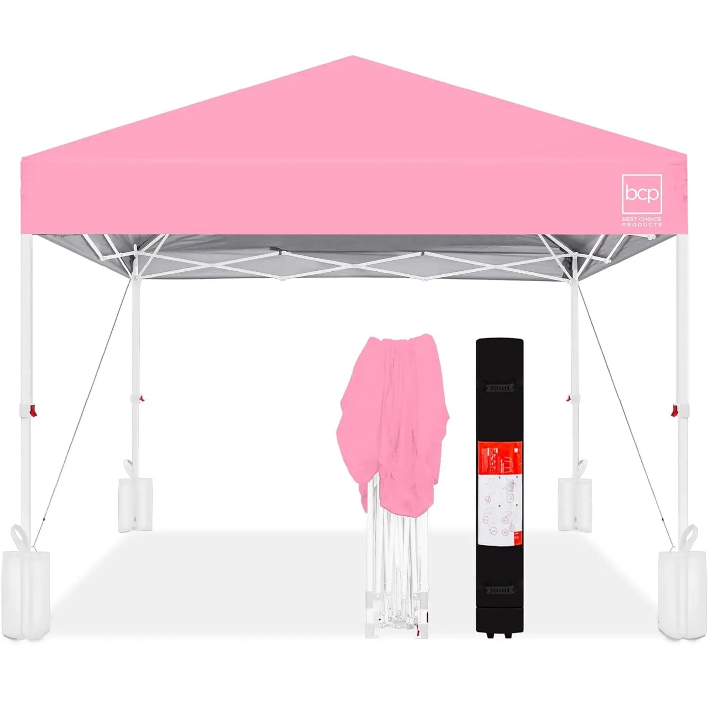 10x10ft 1-Person Setup Pop Up Canopy Tent Instant Portable Shelter w/ 1-Button Push, Case, 4 Weight Bags - Gray, Customized