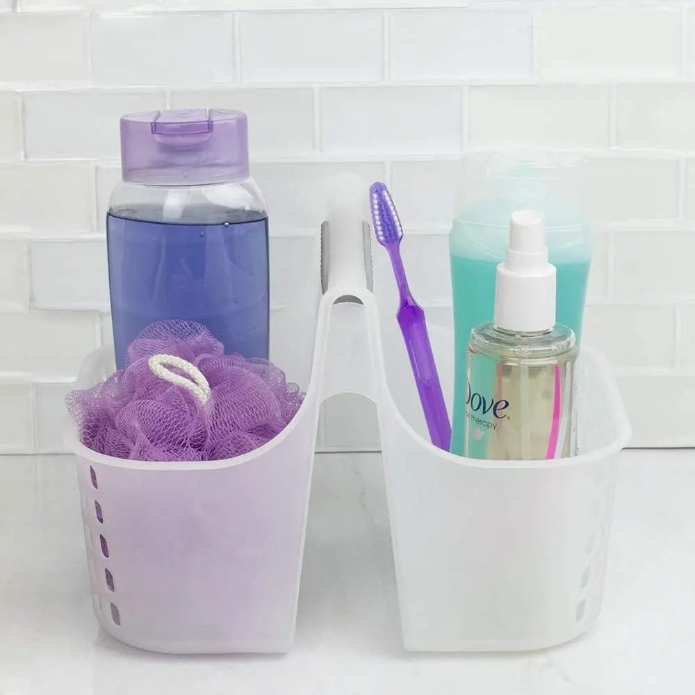 2-Compartment Soft Grip Plastic Shower Caddy With Handle